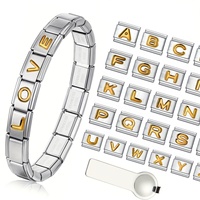 Pulsera de Charms Italianos de Acero Inoxidable con 26 Letras Cristianas DIY, Módulo de Iniciales de Italia, Patrón Gratuito, Combinación Libre, Regalo para Parejas
