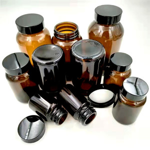 60ml 70ml 100ml 120ml 150ml 200ml 250ml 300ml bottiglia rotonda in vetro ambra marrone capsula a bocca larga con coperchio in oro - Product Image 6