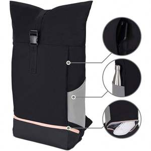 Sac à dos de voyage à enroulement personnalisé avec logo, sac à dos de sport de gym, tapis de yoga, sac à dos en RPET - Product Image 4