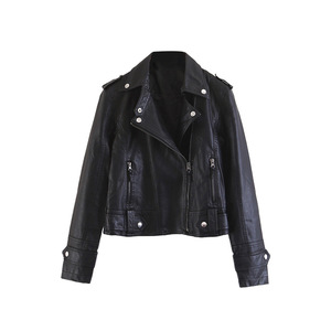 Chaqueta de Motocicleta para Mujer Tallas Grandes Pppy Plus, Ajuste Delgado, Manga Larga, Cuero Sintético, Cremallera Frontal, Estilo Europeo a la Moda - Product Image 3