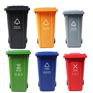 50 Gal Commercial Swing Top Lid waste bin/recycle Bin Wheels Outdoor Trash Can