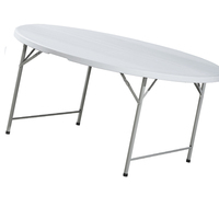Table ronde pliante robuste en plastique pour 10 personnes, 5 pieds de diamètre, idéale pour la location événementielle et les restaurants