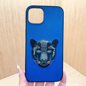 Funda de Tpu para iPhone 14 pro max, carcasa de PU bordada a prueba de golpes