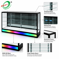 Keway RGB LED Display-Vitrine Schwarzer Glas-Thekenschrank mit 3 Regalen