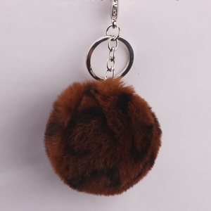 leopard llaveros marvel pompom fur pom pom <span class=keywords><strong>pon</strong></span> plush keychain custom metal keyring jordan pop promotional keychain - Product Image 6
