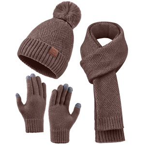 All'ingrosso <span class=keywords><strong>donna</strong></span> inverno <span class=keywords><strong>sciarpa</strong></span> cappello <span class=keywords><strong>e</strong></span> <span class=keywords><strong>guanti</strong></span> set inverno spesso caldo berretto a maglia con Pom Pom <span class=keywords><strong>e</strong></span> <span class=keywords><strong>guanti</strong></span> lunghi Touchscreen - Product Image 2