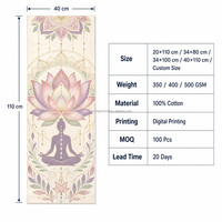 Serviette de sport en coton 100% personnalisée avec impression numérique, motif lotus, échantillon gratuit disponible, qualité contrôlée, petit MOQ