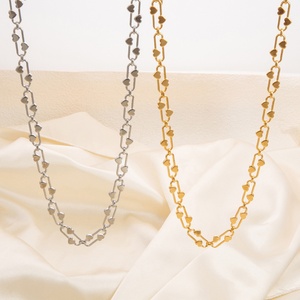 Collar de Cadena de Acero Inoxidable para Mujer, Chapado en Oro de 18K, Impermeable, Estilo Hip-hop, Lujo Ligero, Diseño de Clip de Papel, Joyería para Clavícula - Product Image 2