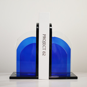 Sujetalibros minimalistas modernos de cristal con forma irregular, paquete de varias piezas para decoración de oficina, escritorio, hogar y estudio - Product Image 3