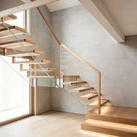 Escalier flottant moderne à monopoutre, escalier droit avec garde-corps en verre, marches en bois massif, pour villa et appartement intérieurs