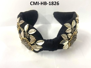 Prachi Design All Way India Hand Embellished Top Knotted <b>Beaded</b> Headbands Resin Metal Trendy Classy Fashion Accessories for - Product Image 2