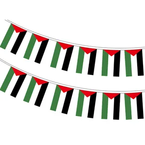 High quality Palestine string flags 100D polyester pennant bunting national flag