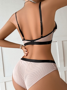 Lencería Sexy para Mujer Madura, Conjunto de Dos Piezas de Encaje Transparente de Alta Calidad, Ajustado al Cuerpo, Color Nude 2025, Estilo Roma - Product Image 5