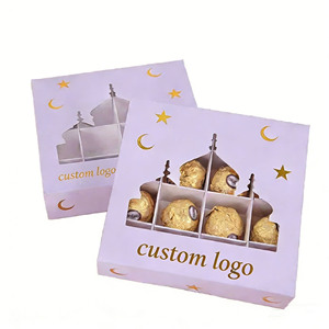 Boîtes en carton ivoire personnalisées imprimées et gaufrées pour chocolats, bonbons et biscuits de festival, avec doublure en éponge, recyclables - Product Image 4