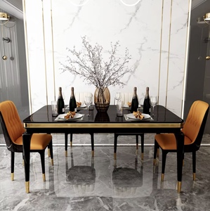 Ensemble de <span class=keywords><strong>salle</strong></span> <span class=keywords><strong>à</strong></span> <span class=keywords><strong>manger</strong></span> de style italien FYZK, table rectangulaire 6 places, structure en bois massif, mobilier de villa et de restaurant, taille personnalisée OEM - Product Image 2