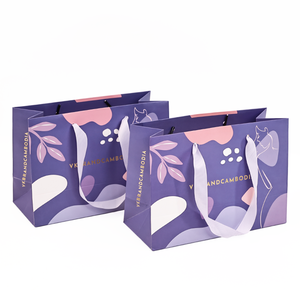 Bolsa de papel con asa de lujo personalizada, venta al por mayor, regalo de compras, bolsas para pequeñas empresas, tienda minorista para ropa, bolsa de papel artística con cinta - Product Image 1