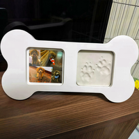 Kit d'empreintes d'argile commémorative pour chien Empreinte de patte de chien en bois Cadre de photo souvenir