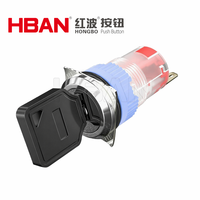Interrupteur à clé HBAN en plastique 16 mm, étanche IP40, 250 V, interrupteur mécanique, borne à broches, 2 positions, contrôle industriel