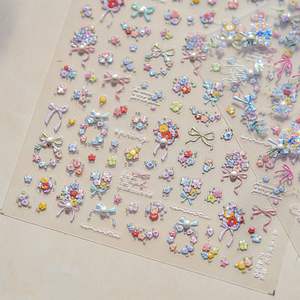 TSZS 5D suave relieve adhesivo Nail Art Sticker lindas flores de primavera 3D flor salvaje <span class=keywords><strong>ramo</strong></span> de flores calcomanías de manicura - Product Image 6