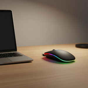 <b>Wireless</b> Optical <b>Mouse</b> With Minimalist RGB Lighting, USB Connection, Ergonomic Design for Right Hand, 1200 Ipsi Tracking Speed, - Product Image 2
