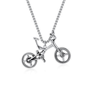 Collier pendentif VTT en acier inoxydable, cadeau unisexe, bijoux, accessoire de mode sur le thème du cyclisme - Product Image 5