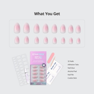 BTARTBOX Uñas Postizas de Gel Suave Premium, Venta al por Mayor, Color Rosa Degradado, Cortas, Forma Almendrada, Reutilizables, Hechas a Mano - Product Image 3