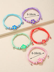 2024 nuovo Design Set di 5 pezzi di perline di fiori in argilla polimerica bohémien braccialetto di fiori da spiaggia Ocean Resort tessuto regolabile da donna - Product Image 2