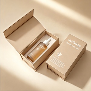 Bottiglia di olio essenziale smerigliato di lusso vuota unica bottiglia di vetro del siero cosmetico da 50 ml 60ml per olio per capelli con scatola e logo - Product Image 1