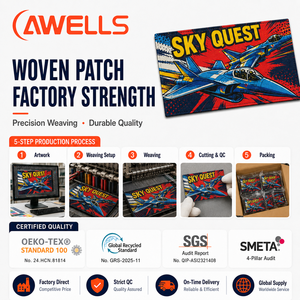 Écusson tissé personnalisé AWELLS avec logo d'aviation Sky Quest pour vestes de pilote et accessoires d'aventure - Product Image 4