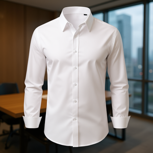 Camisa de Vestir para Hombre, Corte Entallado, Manga Larga, Blanca, Tela Suave y Elástica, Informal de Negocios, Formal, para Trabajo, Boda, Cena - Product Image 2