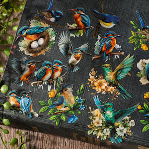 Paquete de pegatinas para mascotas de 30 unidades, colección de flores y pájaros, decoración de diario de flores y pájaros de acuarela en 6 tipos - Product Image 2