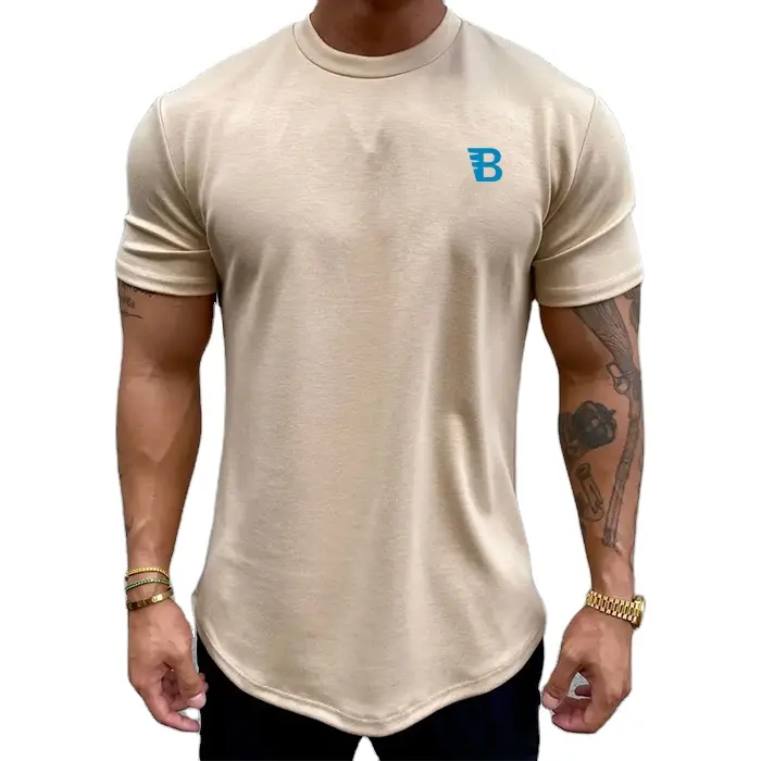 Camiseta deportiva de fitness para hombre, Camiseta holgada de entrenamiento de algodón de alta elasticidad, camisetas de fitness para gimnasio