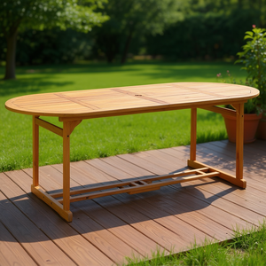 Solid Acacia Wood Patio Dining <b>Table</b> 86.6 X 35.4 X 29.5 Outdoor Furniture Durable Rustic Design - Product Image 2