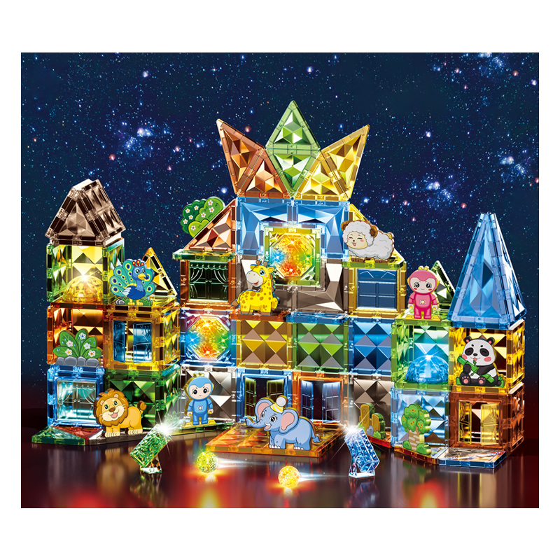 124 Pcs Custom Magnetic Building Blocks Tiles Stacking Construction Board Toys Manufacturer for Kids Stem Learning with Light up