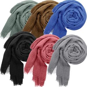 CCY 185*90cm Prêt Stock En Gros Musulman Hijabs Écharpes Islamiques Femmes Ethnique Coton Lin Long Châles Écharpes D'été Mince Écharpe - Product Image 1