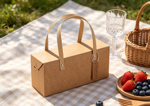 Eco-Friendly High-End Natural Kraft Paper Square Box with Woven Handles Fixed by Metal Rivets Sturdy Load Bearing - Product Image 5