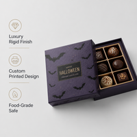 Boîte à chocolat personnalisée pour Halloween, boîte cadeau en papier rigide avec motif de chauve-souris, emballage de luxe pour bonbons en gros, OEM ODM, écologique