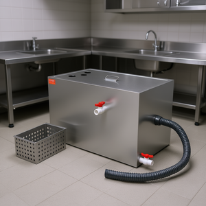Vevor Grease Trap 40 Lbs, séparateur d'huile et d'eau en acier inoxydable à entrée supérieure pour cuisine domestique, 13 GPM - Product Image 2