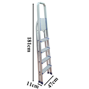 Échelle pliante antidérapante en aluminium EN131 à <span class=keywords><strong>5</strong></span> <span class=keywords><strong>marches</strong></span> pour bricolage, échelles de sécurité domestiques en aluminium avec main courante - Product Image 6