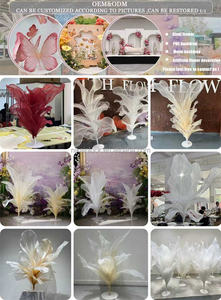 Fleur artificielle géante NIKA, fleurs blanches avec lumière LED pour la décoration de la route de mariage, allée, décoration florale - Product Image 6