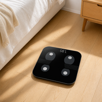 Pèse-personne intelligent Bluetooth pour salle de bain, affichage LED dissimulé, verre trempé, haute précision, moderne, fitness, gym, maison, noir