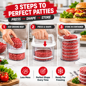 Nouvelle presse à hamburgers 2-en-1, design compact, presse à galettes multi-niveaux, conteneur empilable pour galettes de burger - Product Image 2