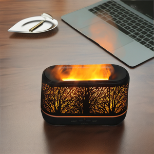<b>LED</b> Flame Humidifier Aroma <b>Diffuser</b>, 200ml Ultrasonic Essential Oil <b>Diffuser</b> <b>with</b> Tree Hollow, USB/WiFi for Home Aromatherapy - Product Image 2