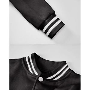 Veste courte pour femme style universitaire rétro, manteau bomber de baseball léger, coupe courte, style Letterman, manches longues - Product Image 5