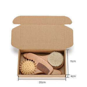 Boucleur, peine de <span class=keywords><strong>cabeza</strong></span> redonda de madera de haya, cepillo de lana para bebé de tres piezas, cepillo de champú, cepillo de limpieza, cepillo de pelo, peine plano pequeño - Product Image 1