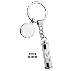 Lindo llavero con diseño de reloj de arena, soporte para monedas de latón y acero inoxidable, logotipo personalizado con material de aleación, cristal y cuero. - Product Image 2