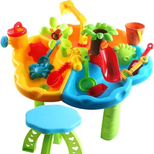 Large Size ABS Summer Beach Sand Toys Activity Sensory 33PCS Dredging Tool Bucket Shovel Set Tables Chairs Play Water Table