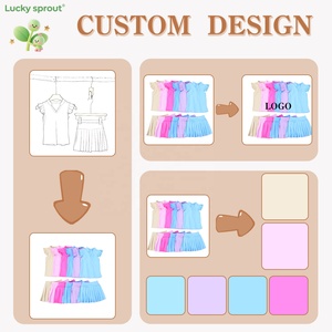 Girls Sportswear Set Sleeveless Top with Pleated Details and <strong>Skirt</strong> with Wave Stitch Hem Built in Shorts - Product Image 2