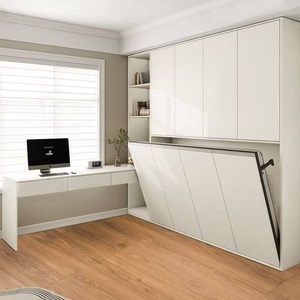 Letto a scomparsa per studio con scrivania a ribalta laterale, armadio integrato, letto a parete pieghevole per piccoli appartamenti, <span class=keywords><strong>testiera</strong></span> USB per camera da letto principale - Product Image 1