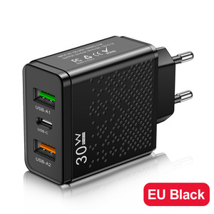Adaptateur de chargeur de téléphone portable 30W PD Type-c USB C 3 ports US EU UK Plug 5V/2.4A 2USB Chargeur de voyage mural pour iPhone 15 Samsung - Product Image 4